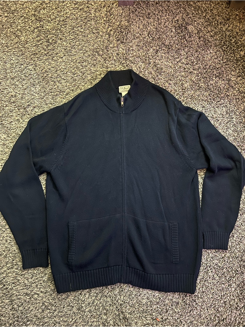 L.L. Bean Men's Navy Zip-Up Cardigan Sweater